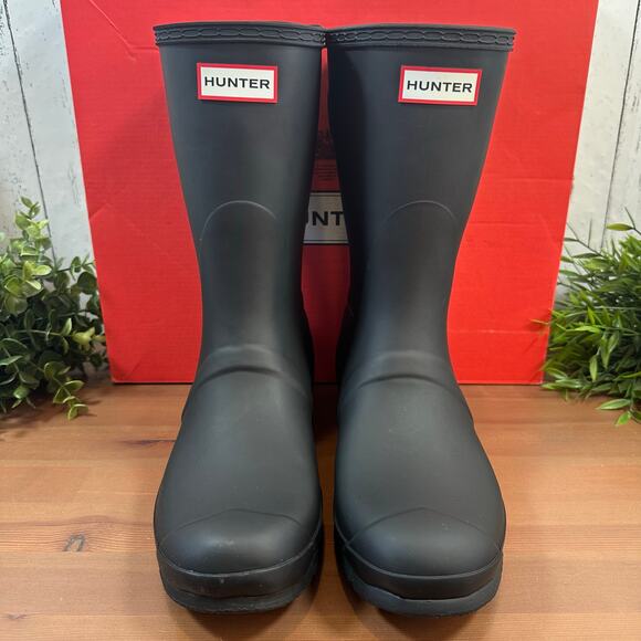 Hunter Women's Original Back Adjustable Short Rain Boots Black Size 10 - Picture 3 of 10